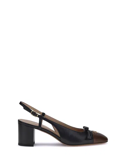 Valentino Garavani Leather Vlogo Signature Pumps With Block Heel In Black