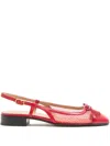 Valentino Garavani Valet Du Roi Slingback Ballerina In Mesh And Kidskin 25mm Woman Rouge Pur 41 In Multi