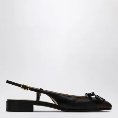 Valentino Garavani Valet Du Roi Slingback Ballerina Flats In Black/coffee