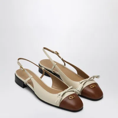 Valentino Garavani Valet Du Roi Slingback Ballerina Flats In Butter/tobacco In Brown