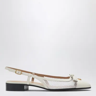 Valentino Garavani Valet Du Roi Slingback Ballerina Ivory In White
