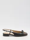 Valentino Valet Du Roi Leather Slingback Ballerina Flat In Black