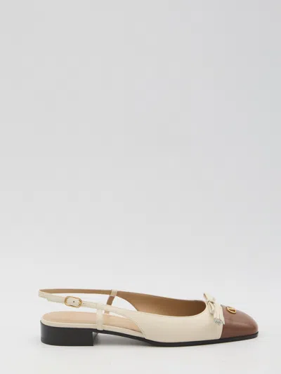 Valentino Garavani Valentino Slingback Ballet Flats With Adjustable Strap In Neutral