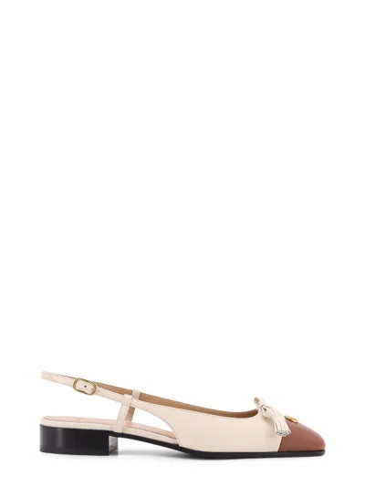 Valentino Garavani Valentino Slingback Ballet Flats With Adjustable Strap In Neutral