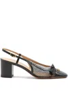 Valentino Garavani Valet Du Roi Slingback Pump In Mesh And Kidskin 60mm Woman Black 41.5 In Black