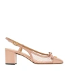 Valentino Garavani Valet Du Roi Slingback Pump In Mesh And Kidskin 60mm Woman Pink 42 In Brown