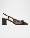 Valentino Garavani Valet Du Roi Slingback Pump In Mesh And Kidskin 60mm Woman Black 41.5 In Black