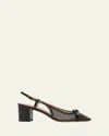 Valentino Garavani Valet Du Roi Slingback Pump In Mesh And Kidskin 60mm Woman Black 41.5 In Black