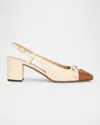 Valentino Leather Valet Du Roi Slingback Heels 60 In Nude