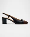 Valentino Valet Du Roi Vlogo Leather Slingback Pumps In Black