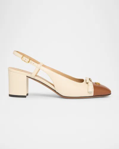 Valentino Garavani Valet Du Roi Vlogo Leather Slingback Pumps In Multi