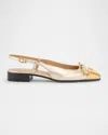 Valentino Valet Du Roi Vlogo Metallic Leather Slingback Ballerina Flats In Gold