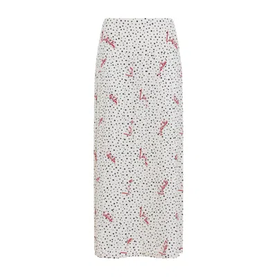 Valentino Vanilie Nero Plisse Bollicine Midi Skirt In Neutral