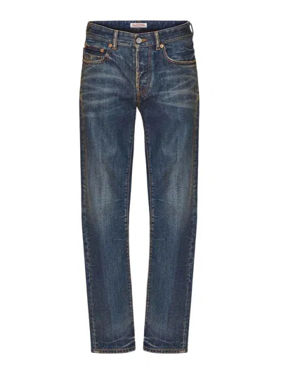 Valentino Cotton Jeans In Dark Wash