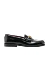 Valentino Vlogo Chain Leather Loafers In Black