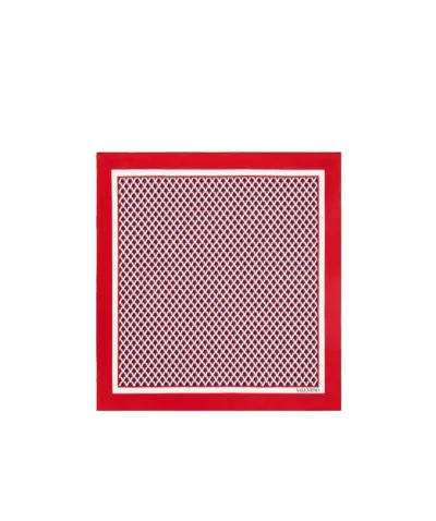 Valentino Veehive Printed Pattern Silk Scarf In Red