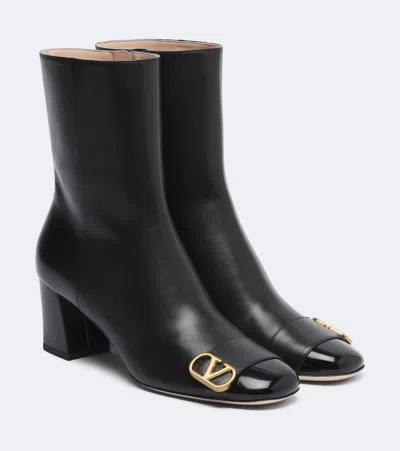 Valentino Garavani Veeside Leather Ankle Boots In Black