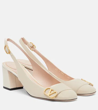 Valentino Garavani Veeside Vlogo Leather Slingback Pumps In White