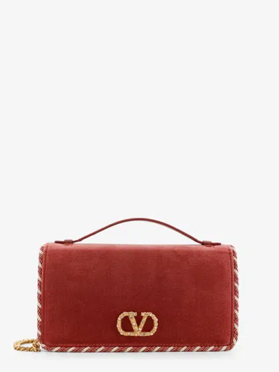 Valentino Garavani Velvet Bag/wallet With Vlogo Signature Detail In Red