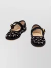 Valentino Endouce Embellished Grosgrain-trimmed Velvet Mary Jane Ballet Flats In Black