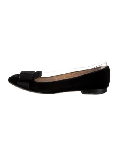 Pre-owned Valentino Garavani Velvet Bow Accents Flats In Black