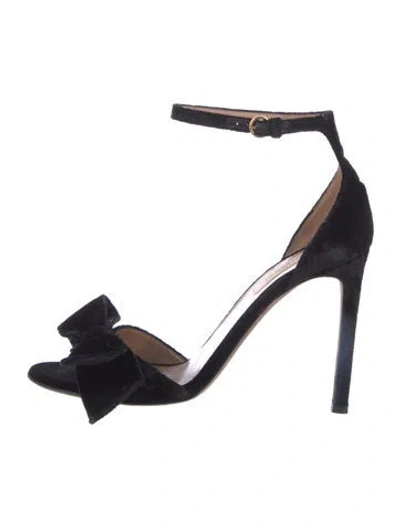 Pre-owned Valentino Garavani Velvet Bow Accents Sandals In Black