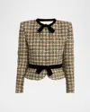 Valentino Womens Multicolor. Tweed Cropped Woven Jacket In Brown