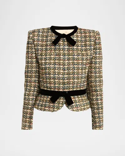VALENTINO VELVET BOW TWEED JACKET