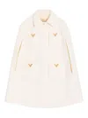 Valentino Drill Double Cape Woman Ivory 40 In Brown