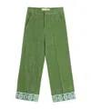 Valentino Garavani Velvet Trousers With Jacquard Hem In Green