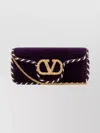 Valentino Velvet Clutch With Chain Strap And Trim
