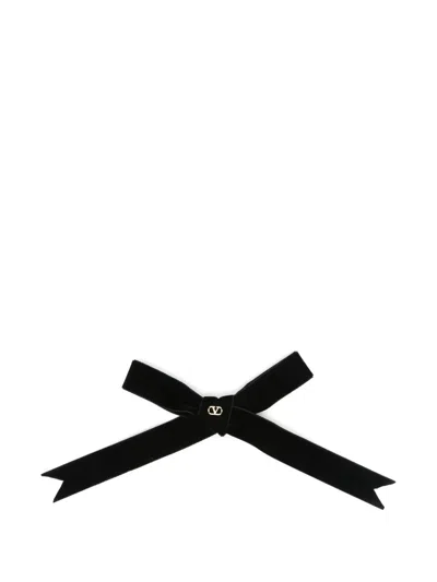 Valentino Garavani Valentino Vlogo Signature Bow Velvet Hair Clip In Black
