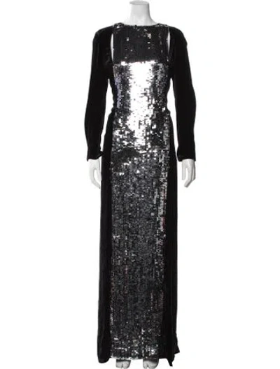 Pre-owned Valentino Velvet Long Dress In Black