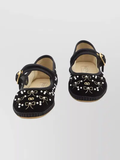 VALENTINO GARAVANI VELVET MARY-JANE BALLERINA FLATS BOW