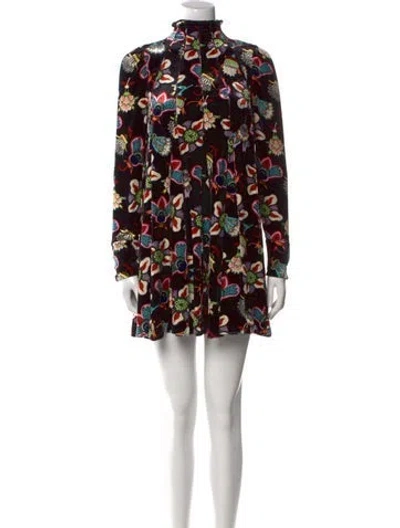 Pre-owned Valentino Velvet Mini Dress In Black