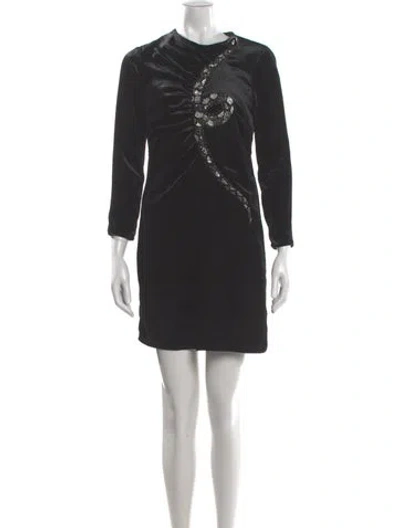 Pre-owned Valentino Velvet Mini Dress In Black