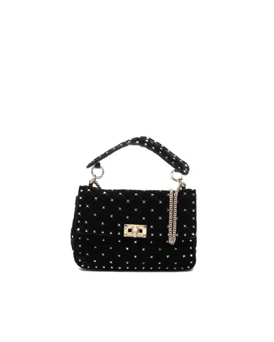 Valentino Garavani Valentino Velvet Rockstud Spike Bag In Black