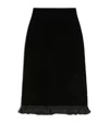 Valentino Velvet Ruffled Pencil Skirt In Black
