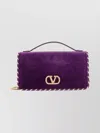 Valentino Velvet Shoulder Bag Wallet Vlogo Signature In Purple