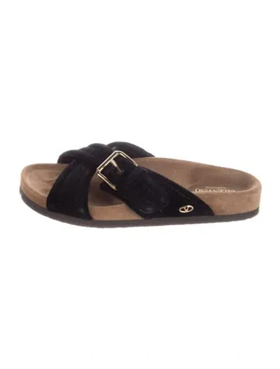 Pre-owned Valentino Garavani Velvet Slides In Brown