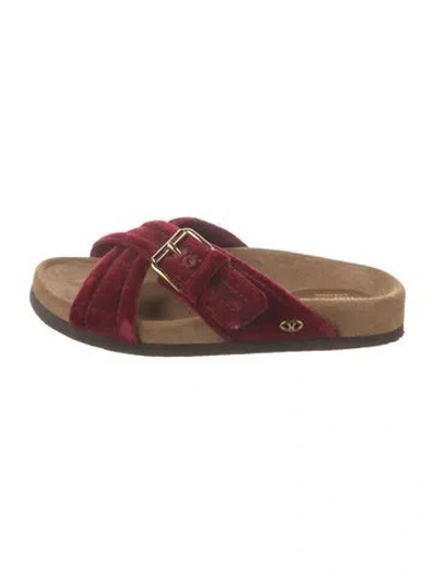 Pre-owned Valentino Garavani Velvet Slides In Red