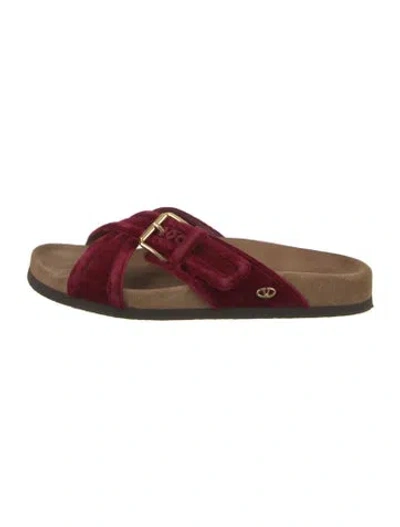 Pre-owned Valentino Garavani Velvet Slides In Red
