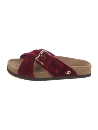 Pre-owned Valentino Garavani Velvet Slides In Red