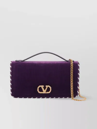 Valentino Garavani Velvet Top Handle Shoulder Bag With Chain