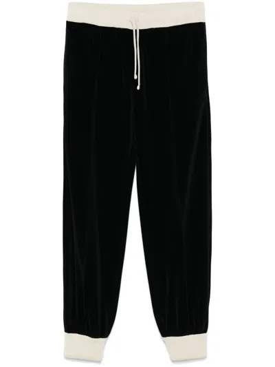 Valentino Velvet Track Pants In Black