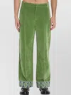 Valentino Garavani Velvet Trousers With Jacquard Hem In Green