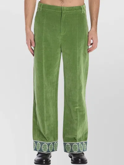 VALENTINO VELVET TROUSERS JACQUARD HEMS