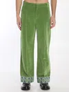 Valentino Garavani Velvet Trousers With Jacquard Hem In Green