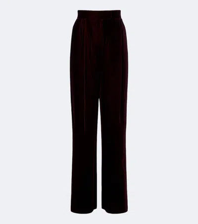 Valentino Velvet Wide-leg Pants In Burgundy
