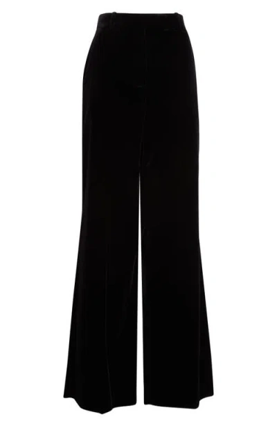 Valentino Velveteen Wide Leg Trousers In Black